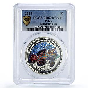 Palau 5 dollars Marine Life Protection Mandarin Fish PR69 PCGS silver coin 2013