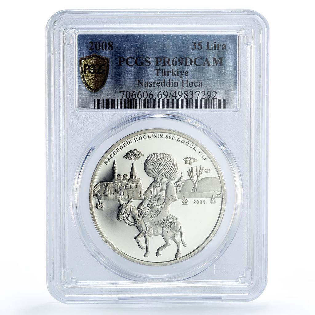 Turkey 35 lira Folk Tales Nasreddin Hoca Literature PR69 PCGS silver coin 2008