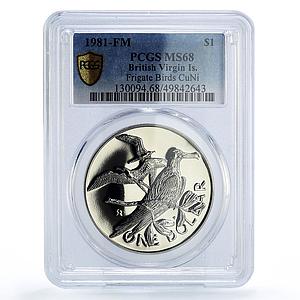 British Virgin Islands 1 dollar Frigate Birds KM-6 MS68 PCGS CuNi coin 1981