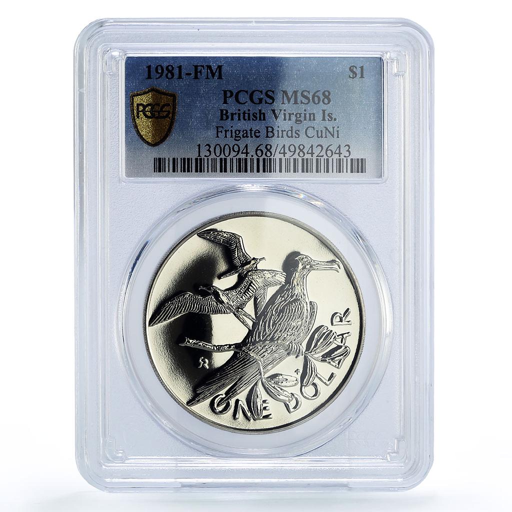 British Virgin Islands 1 dollar Frigate Birds KM-6 MS68 PCGS CuNi coin 1981