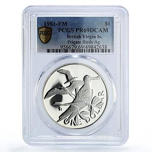 British Virgin Islands 1 dollar Frigate Birds KM-6a PR69 PCGS silver coin 1981