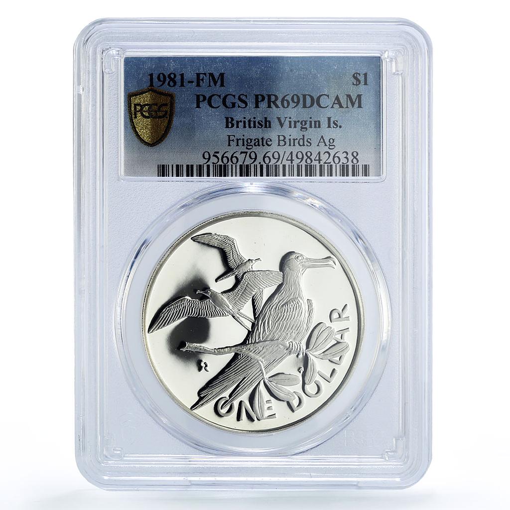 British Virgin Islands 1 dollar Frigate Birds KM-6a PR69 PCGS silver coin 1981