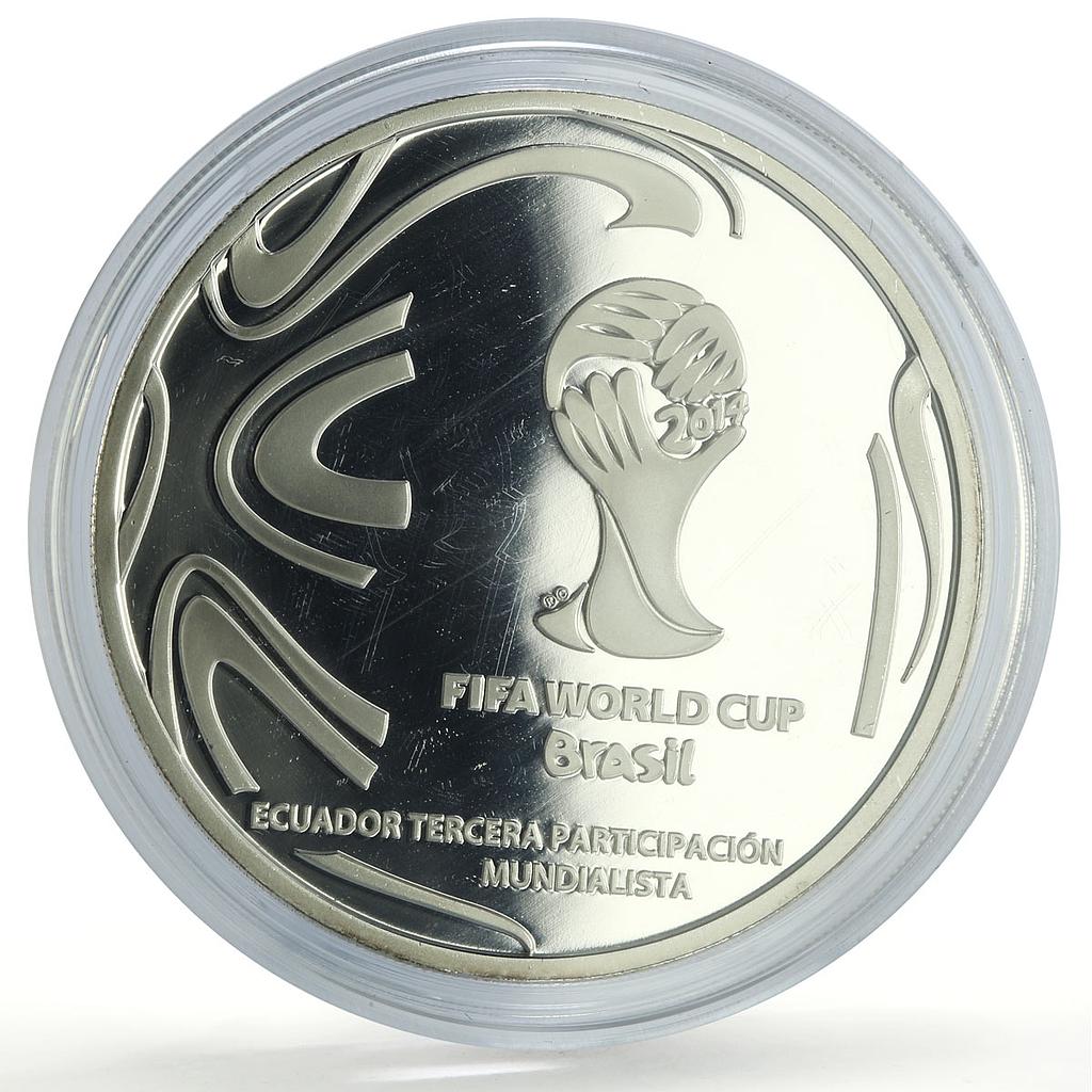 Ecuador 1 sucre Football World Cup in Brazil Trophy proof silver coin 2014