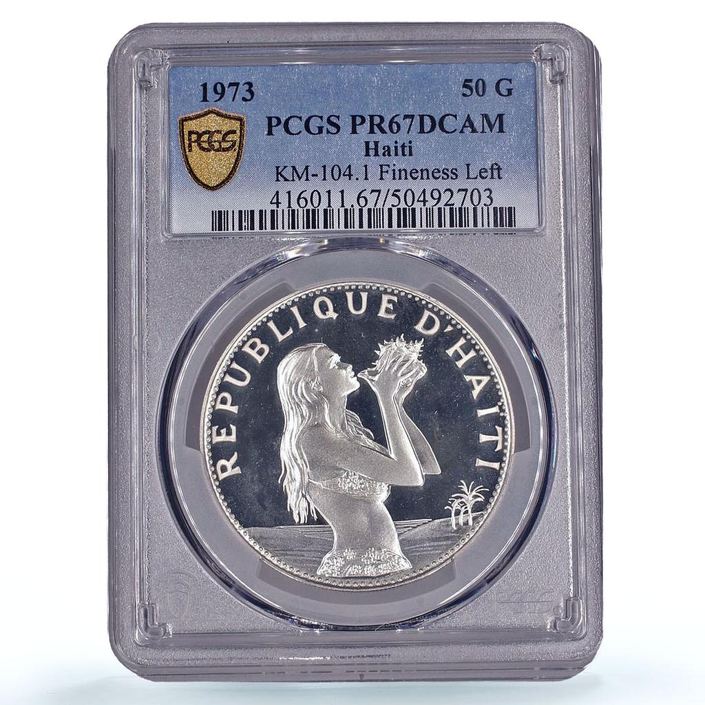 Haiti 50 gourdes Woman on the Beach Fineness Left PR67 PCGS silver coin 1973