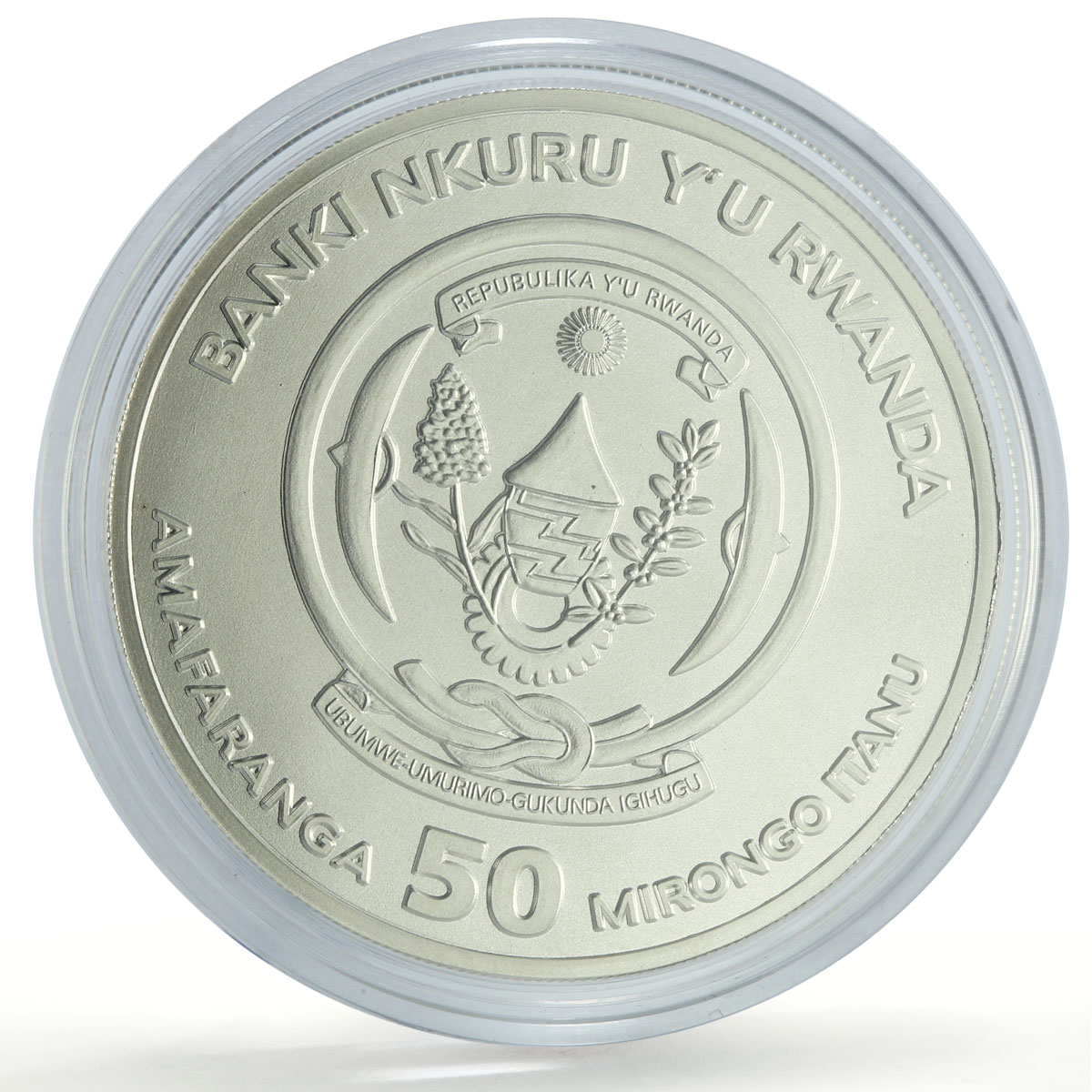 Rwanda 50 francs African Ounce Impala Deer Wildlife Fauna Matte silver coin 2014