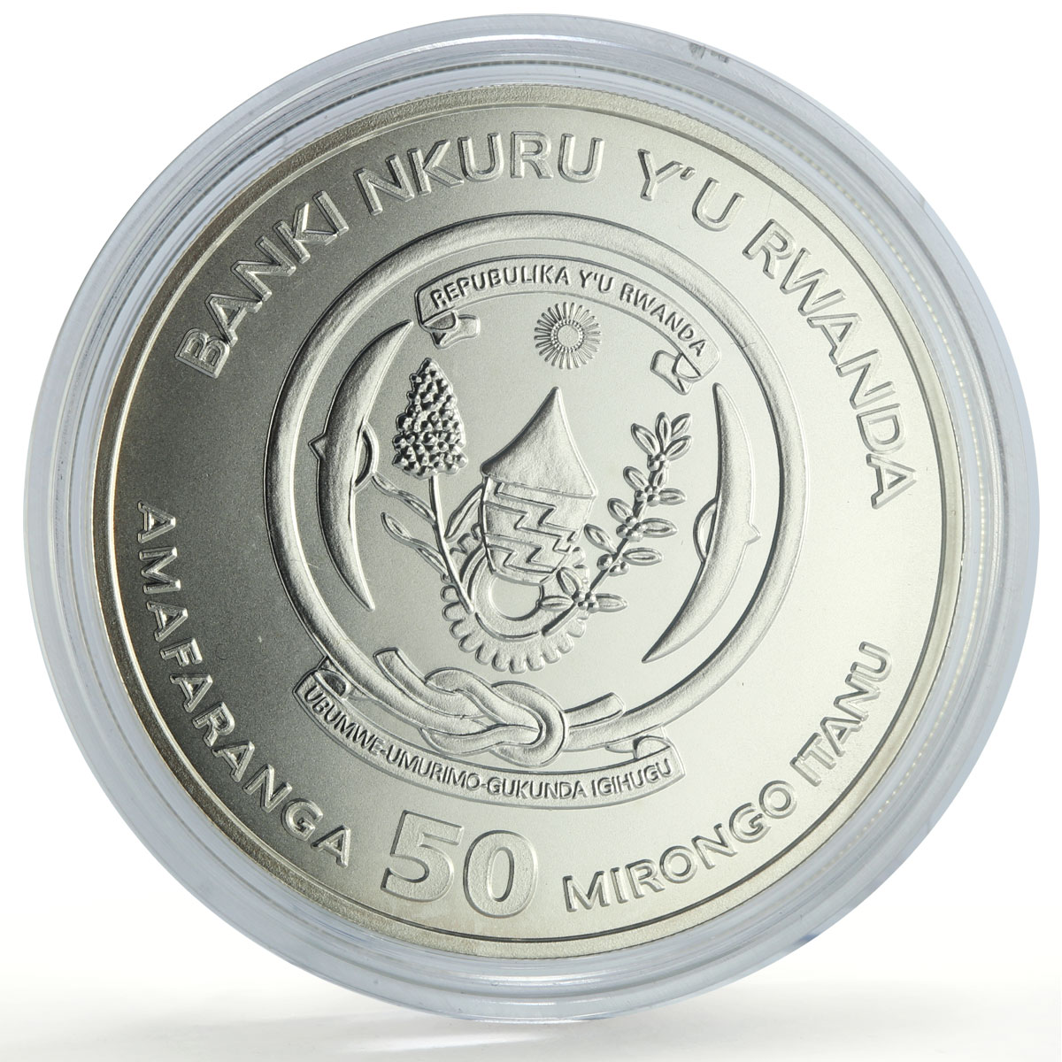 Rwanda 50 francs African Ounce Elephant Wildlife Fauna Matte silver coin 2009