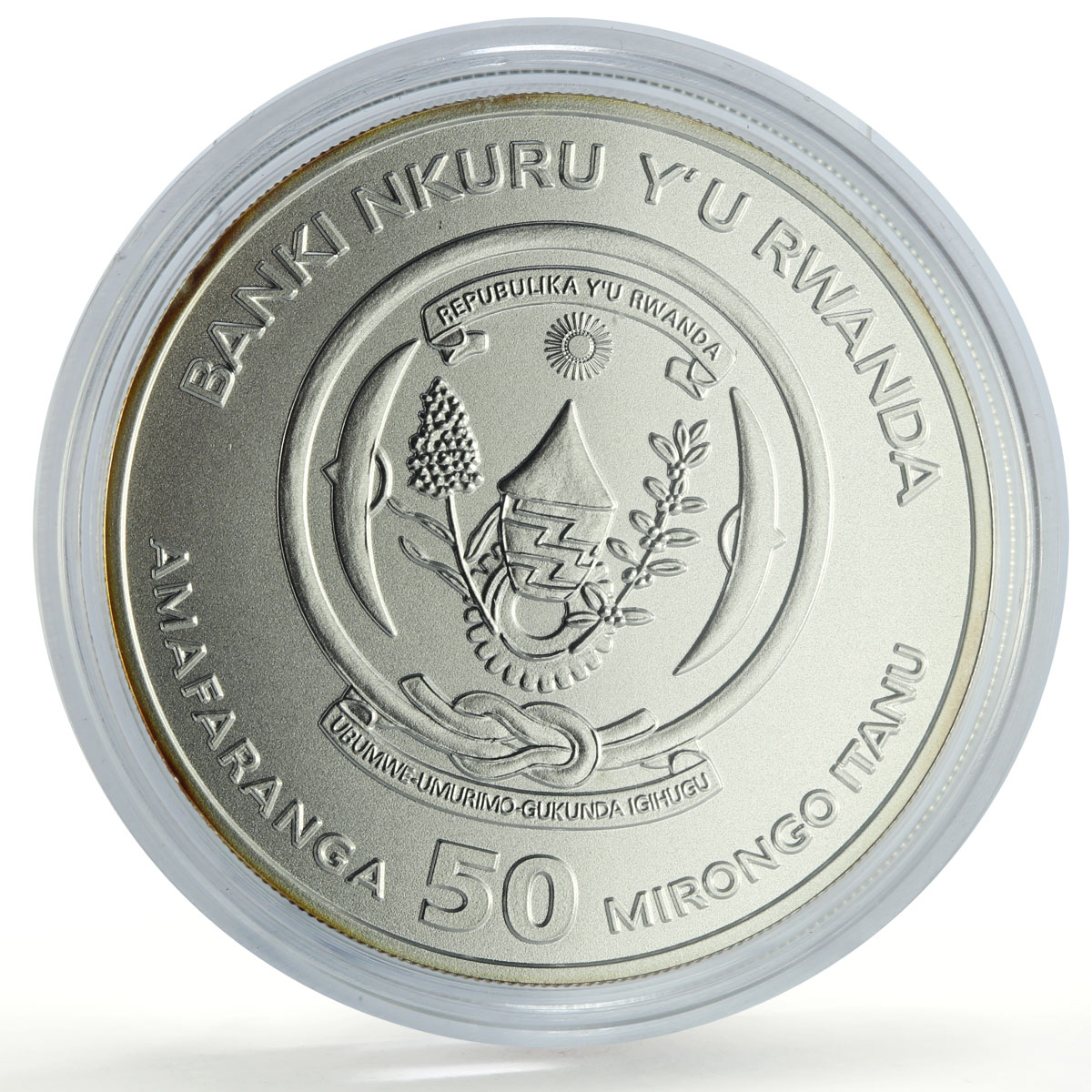 Rwanda 50 francs African Ounce Lion Wildlife Fauna Matte silver coin 2010