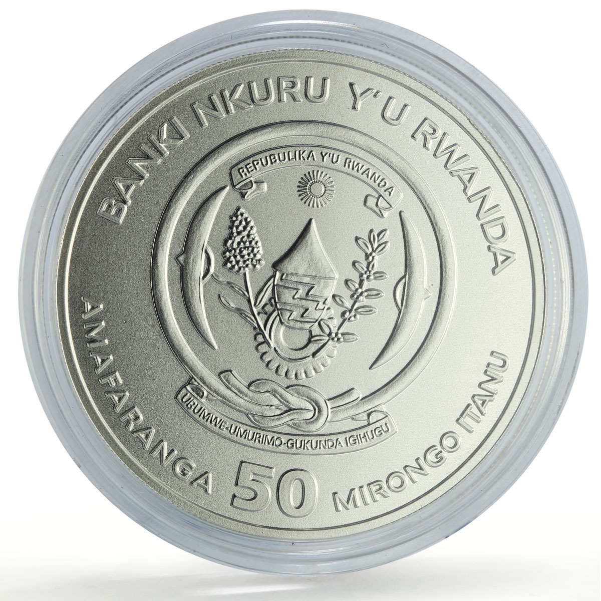 Rwanda 50 francs African Ounce Zebra Wildlife Fauna Matte silver coin 2011