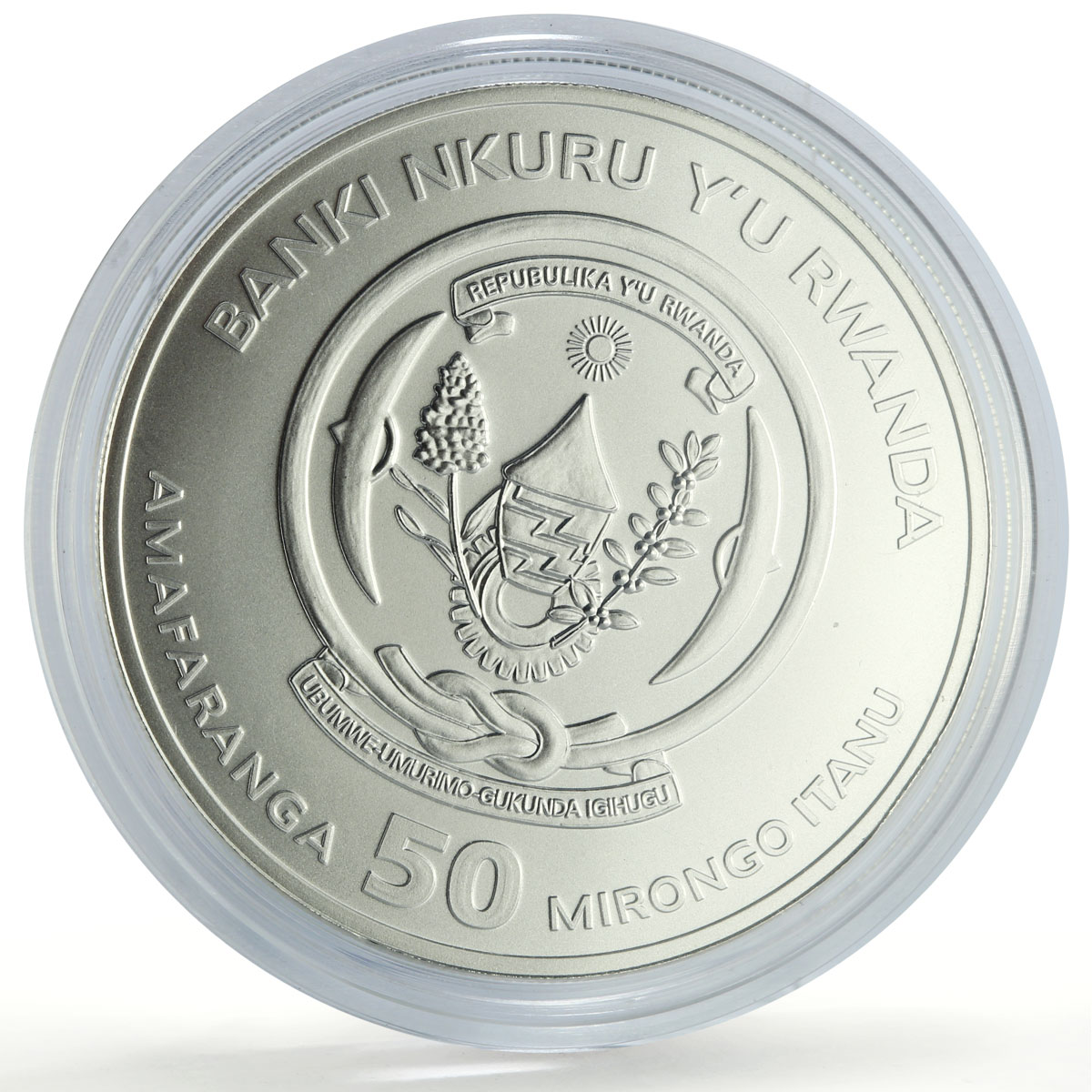 Rwanda 50 francs African Ounce Galago Wildlife Fauna Matte silver coin 2020