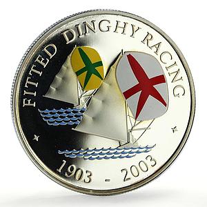 Bermuda 5 dollars Fitted Dinghy Racing 100th Anniversary Ships silver coin 2003