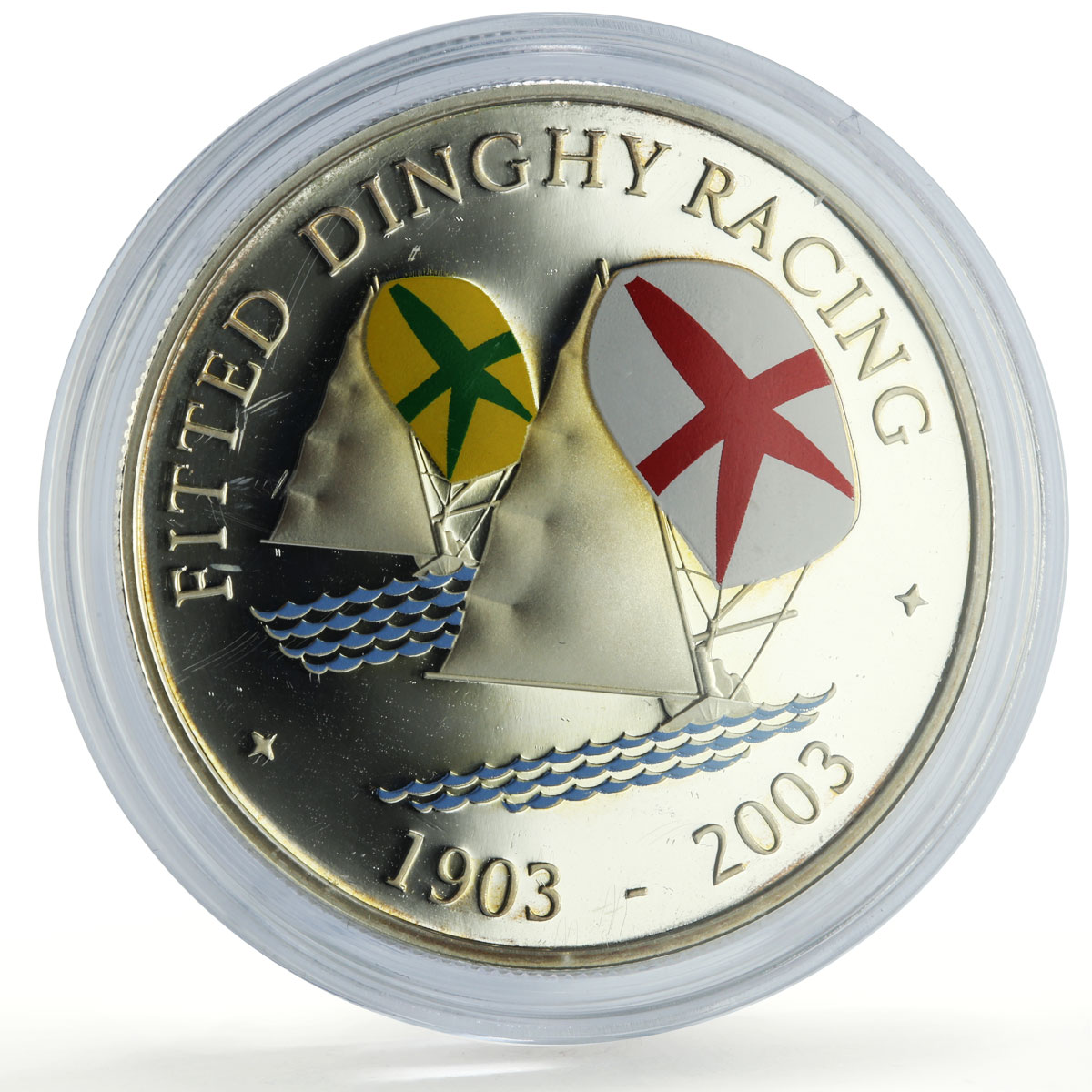Bermuda 5 dollars Fitted Dinghy Racing 100th Anniversary Ships silver coin 2003