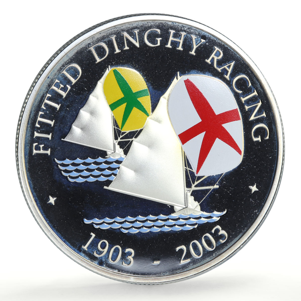 Bermuda 5 dollars Fitted Dinghy Racing 100th Anniversary Ships silver coin 2003