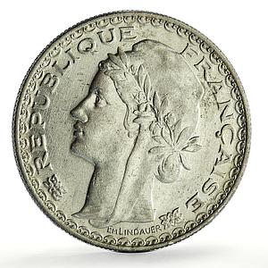 France French Indochina 1 piastre Marianna Laureate Head KM-19 silver coin 1931