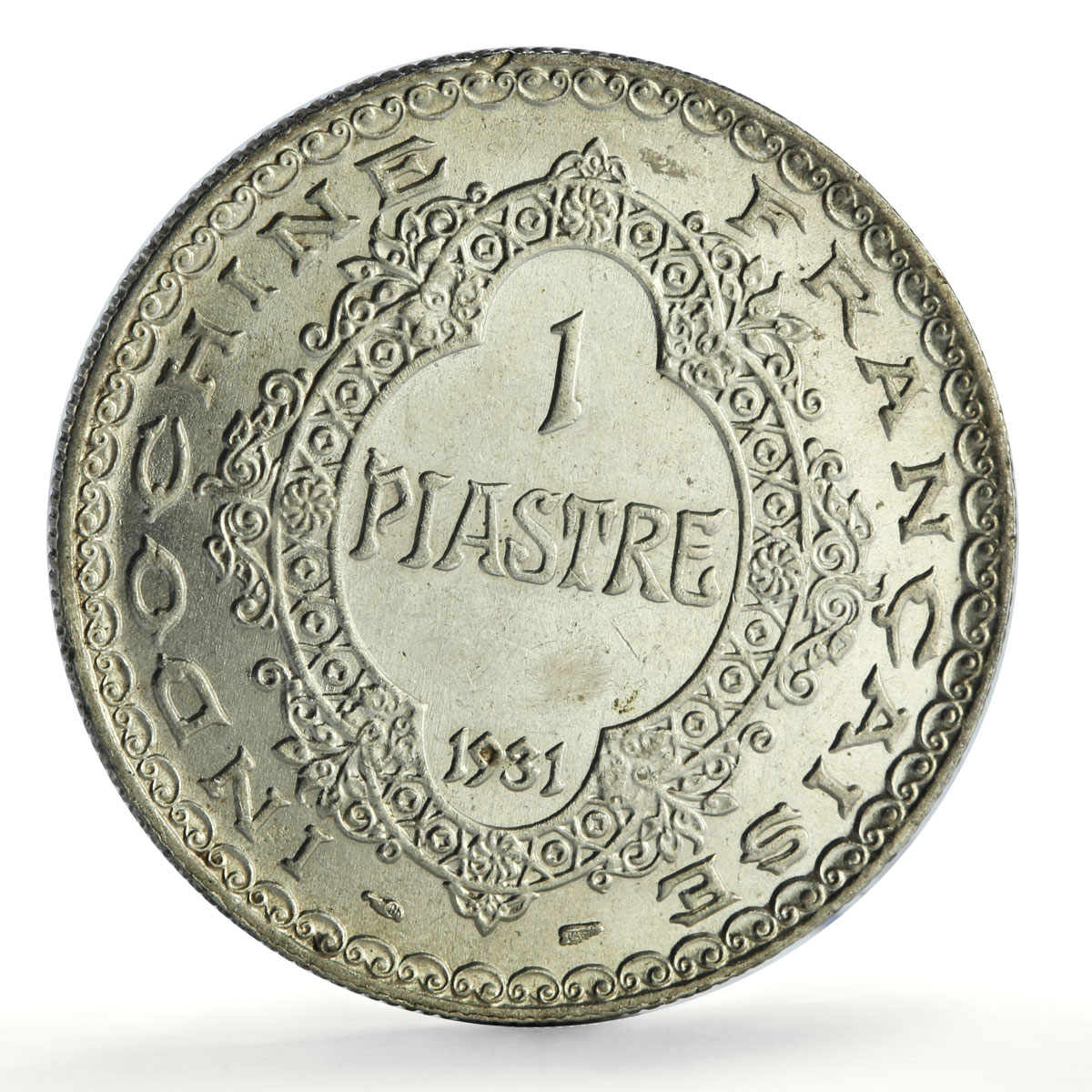 France French Indochina 1 piastre Marianna Laureate Head KM-19 silver coin 1931
