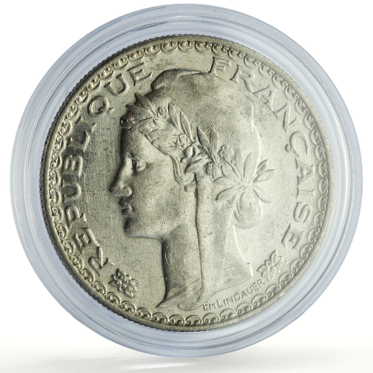 France French Indochina 1 piastre Marianna Laureate Head KM-19 silver coin 1931