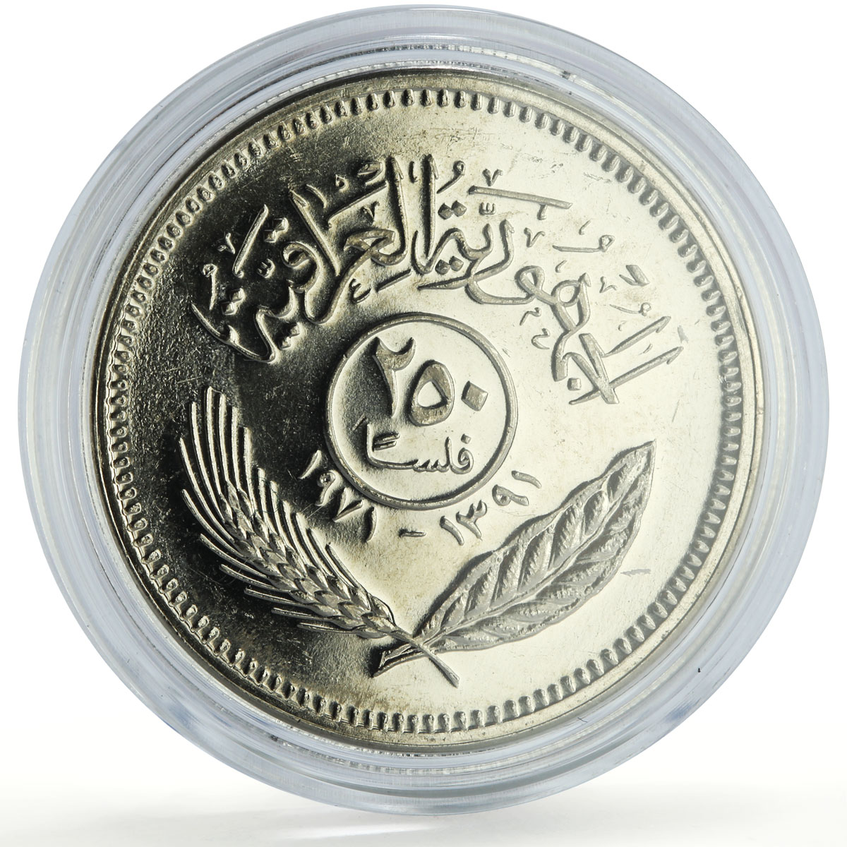 Iraq 250 fils Peace with Kurds 1st Anniversary Politics KM-131 CuNi coin 1971
