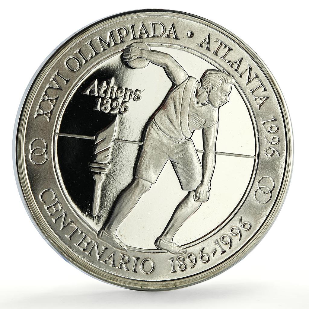 Peru 20 soles Atlanta Olympic Games Discus Thrower Piefort silver coin 1996