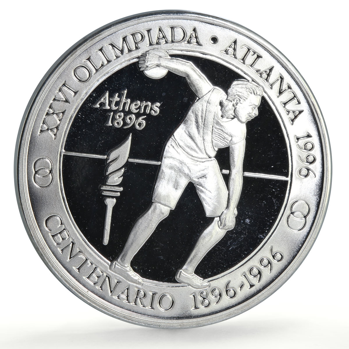 Peru 20 soles Atlanta Olympic Games Discus Thrower Piefort silver coin 1996