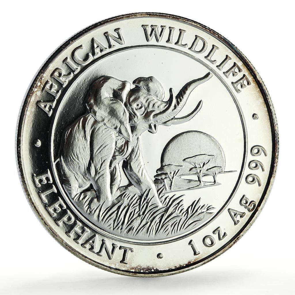 Somalia 100 shillings African Wildlife Elephant Fauna silver coin 2009