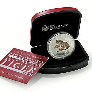 Australia 1 dollar Lunar Calendar II Year of the Tiger Colored silver coin 2010