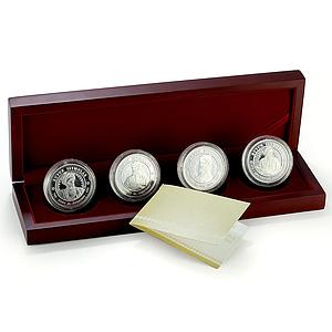 Uzbekistan 100 som x 4 Set Great Ancestors Historic Persons silver coins 1999