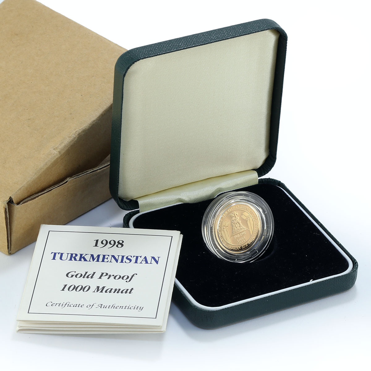 Turkmenistan 1000 manat Ashgabat earthquake gold coin 1998