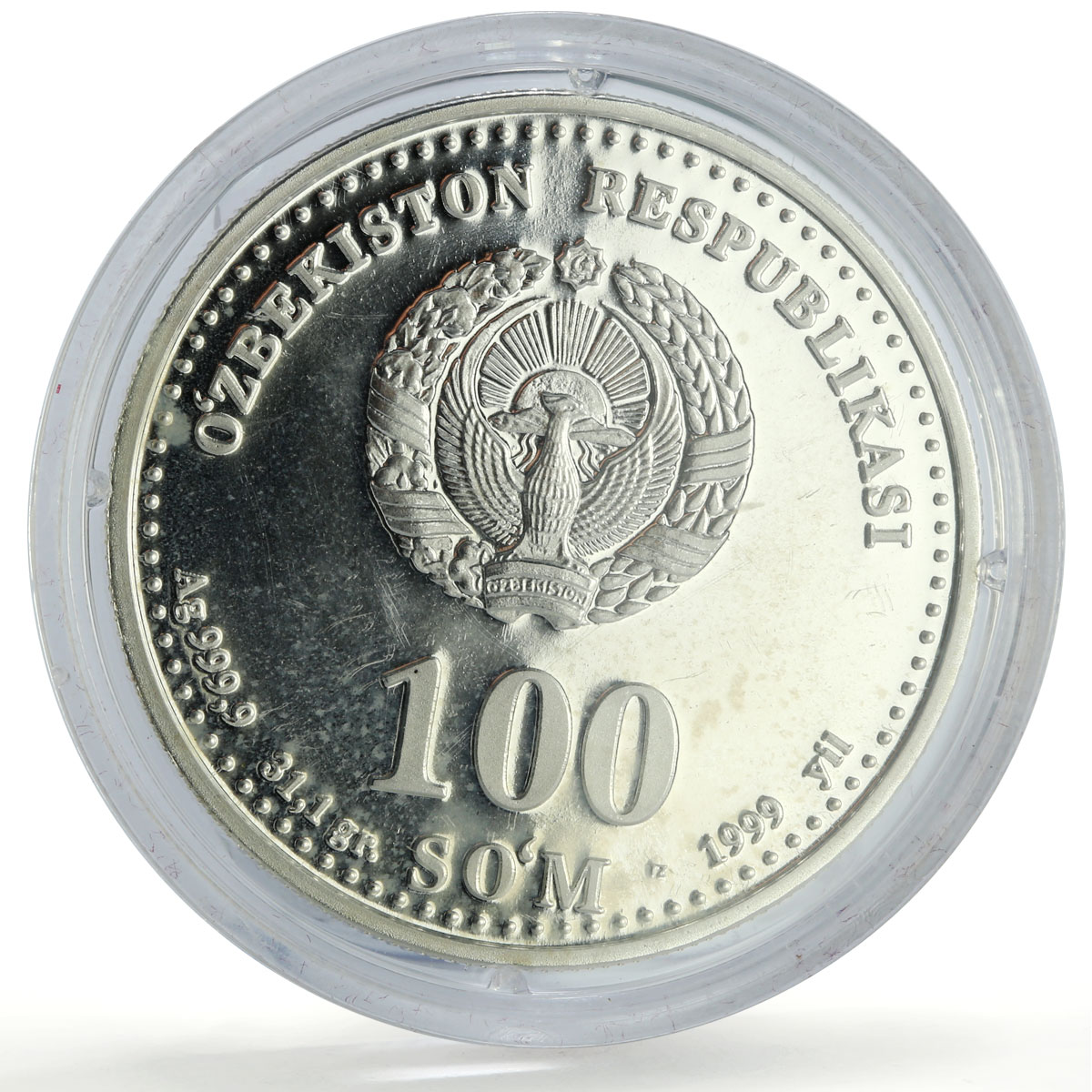 Uzbekistan 100 som x 4 Set Great Ancestors Historic Persons silver coins 1999