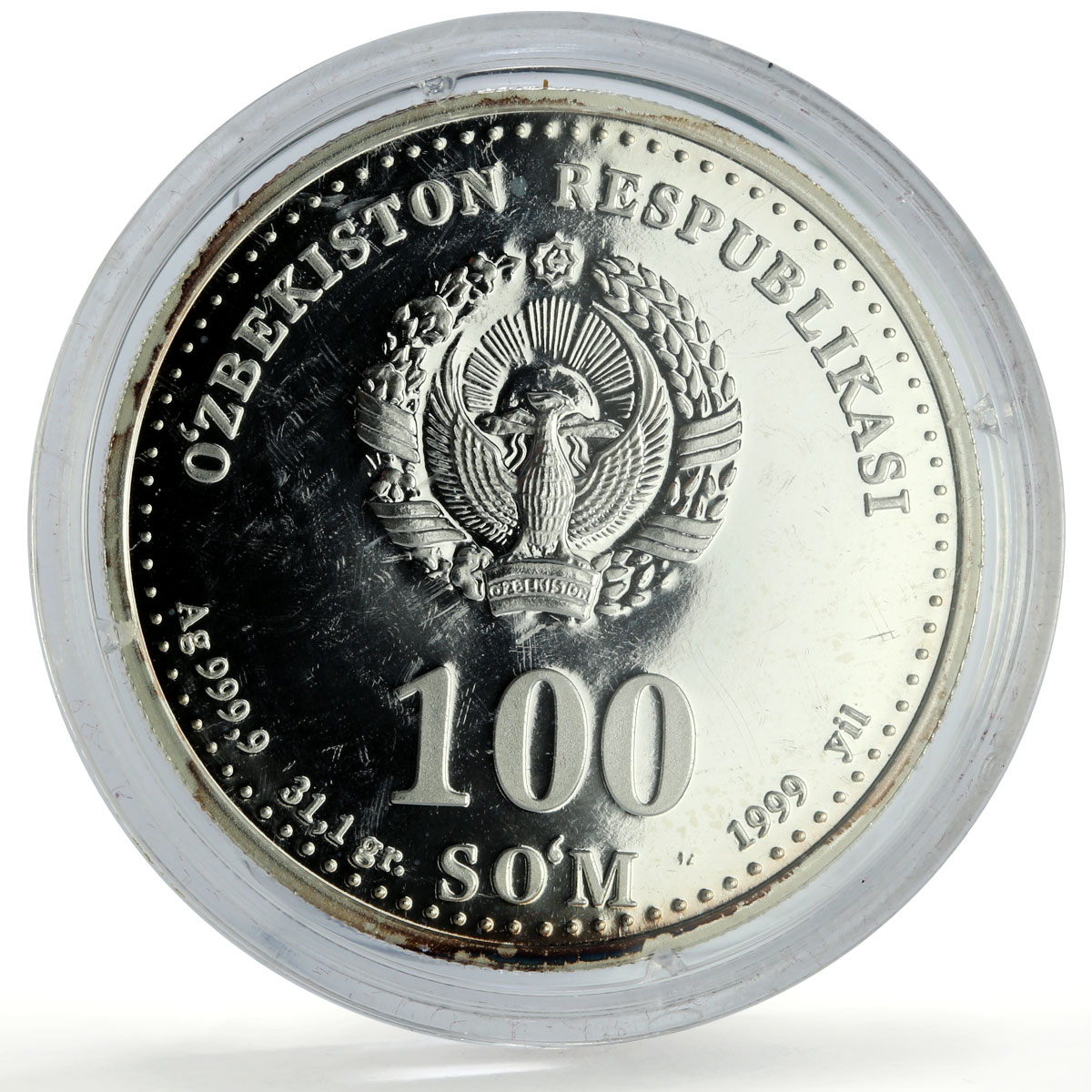 Uzbekistan 100 som x 4 Set Great Ancestors Historic Persons silver coins 1999
