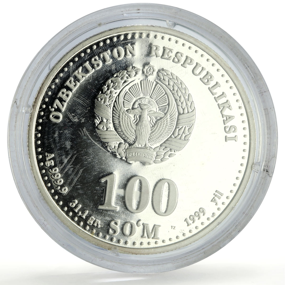 Uzbekistan 100 som x 4 Set Great Ancestors Historic Persons silver coins 1999
