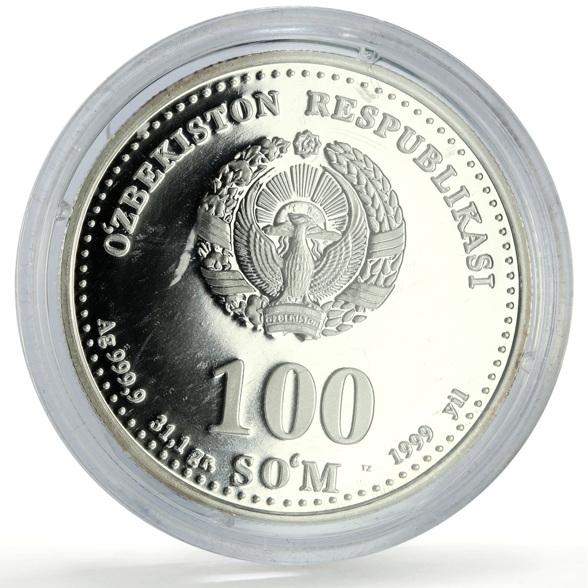 Uzbekistan 100 som x 4 Set Great Ancestors Historic Persons silver coins 1999