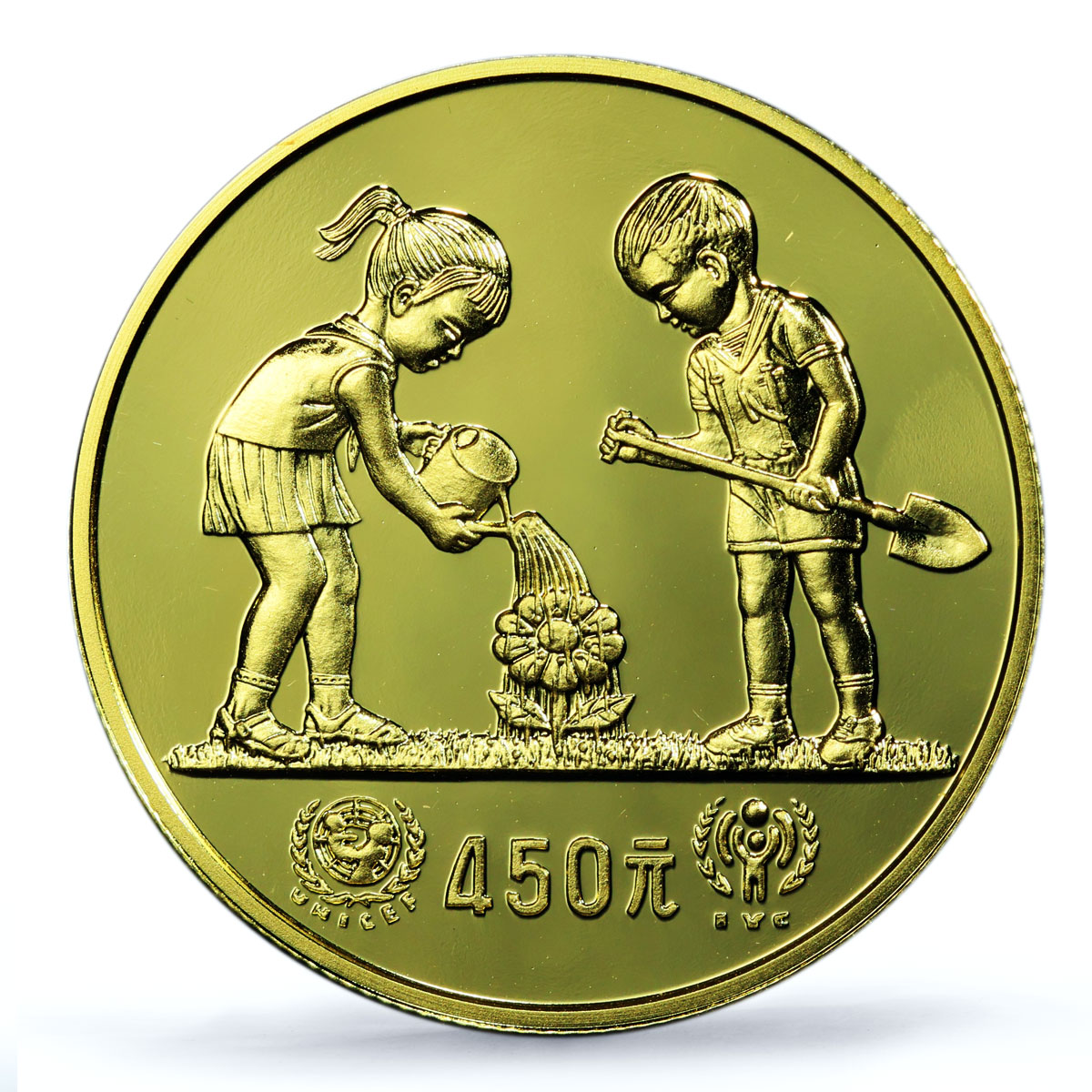 China 450 yuan UNICEF Save the Children Child Year PR69 PCGS gold coin 1979