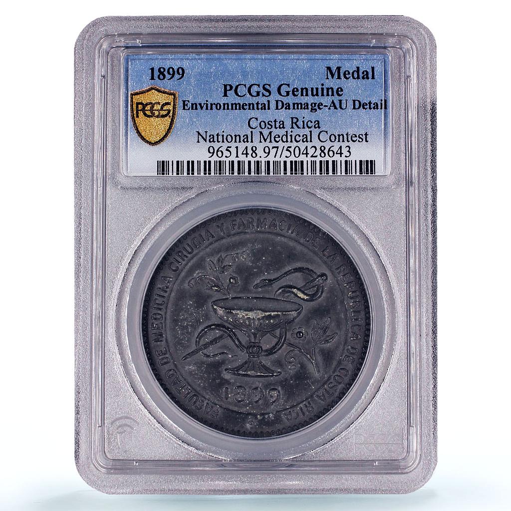 Costa Rica National Medical Contest First Prize AU Details PCGS lead medal 1899