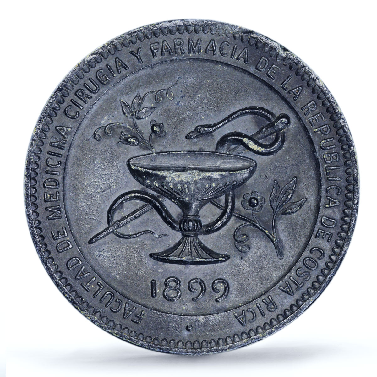 Costa Rica National Medical Contest First Prize AU Details PCGS lead medal 1899