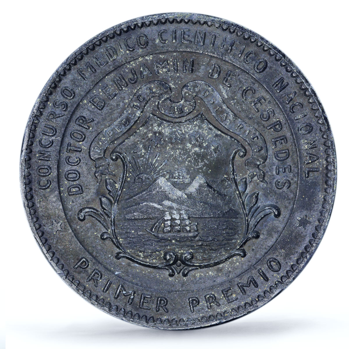 Costa Rica National Medical Contest First Prize AU Details PCGS lead medal 1899