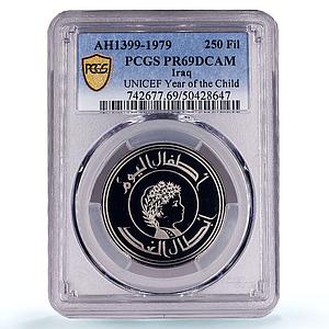Iraq 250 fils UNICEF Save the Children Child Year PR69 PCGS nickel coin 1979