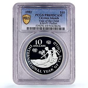 Cayman Is 10 KYD UNICEF Save the Children Child Year Piefort PR69 PCGS coin 1982
