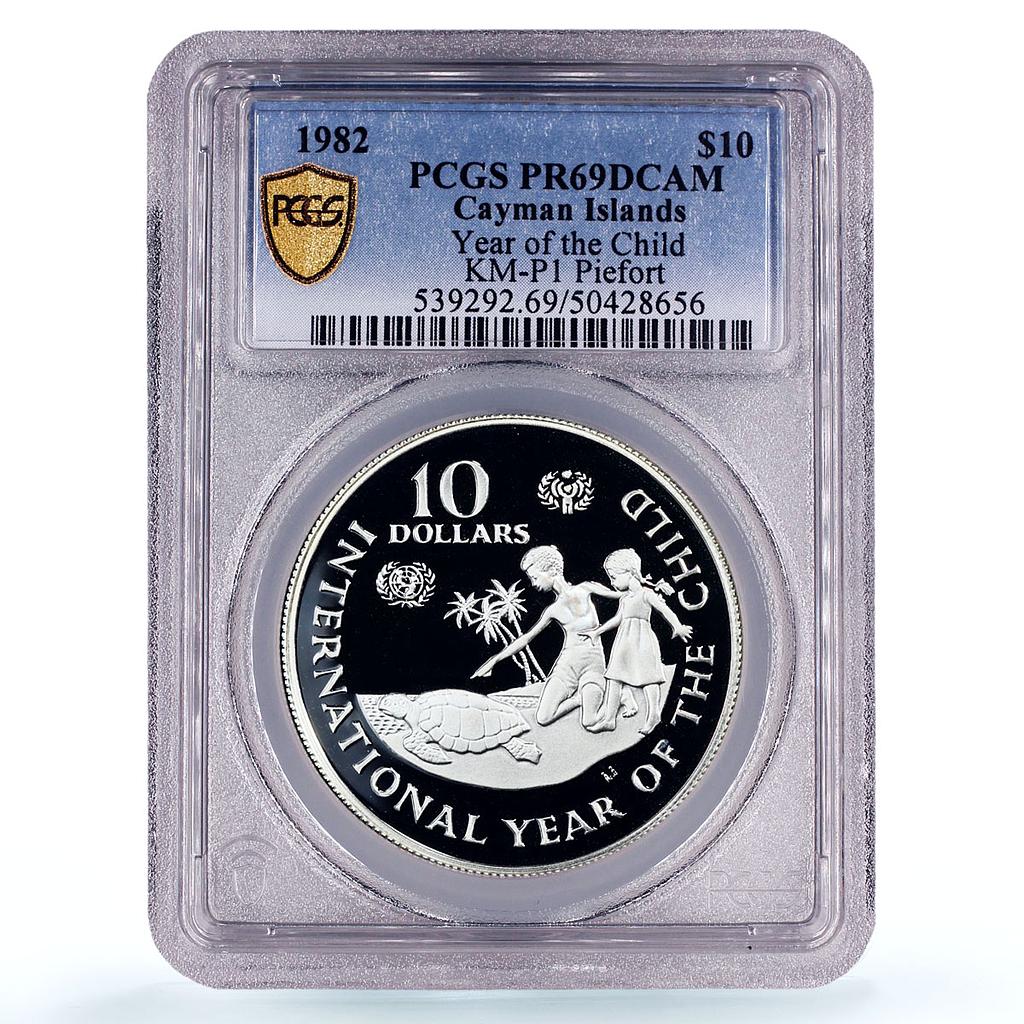 Cayman Is 10 KYD UNICEF Save the Children Child Year Piefort PR69 PCGS coin 1982
