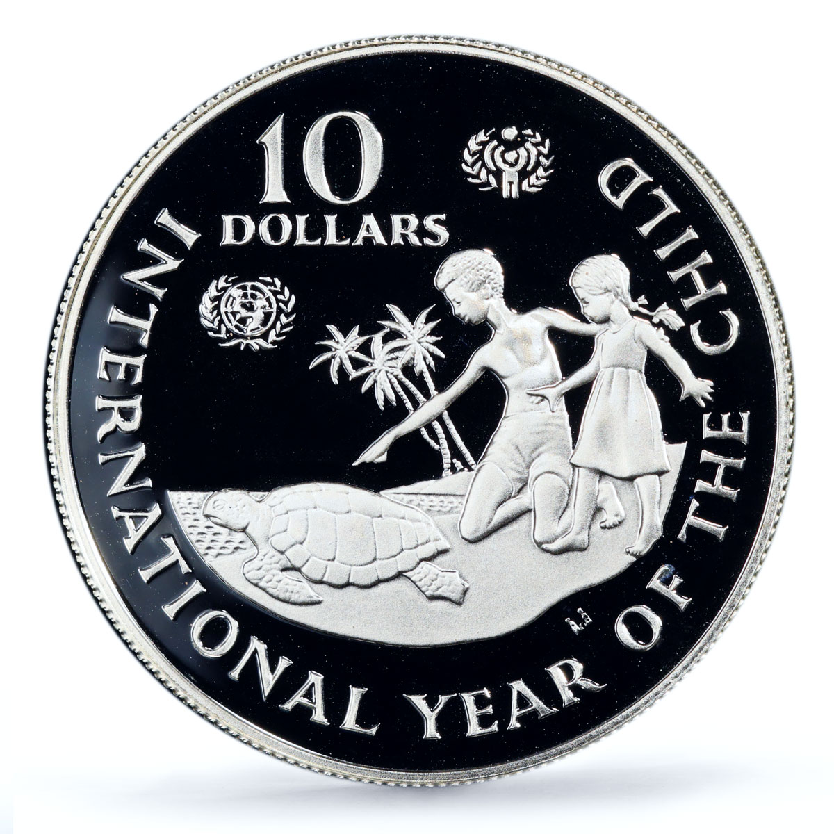 Cayman Is 10 KYD UNICEF Save the Children Child Year Piefort PR69 PCGS coin 1982