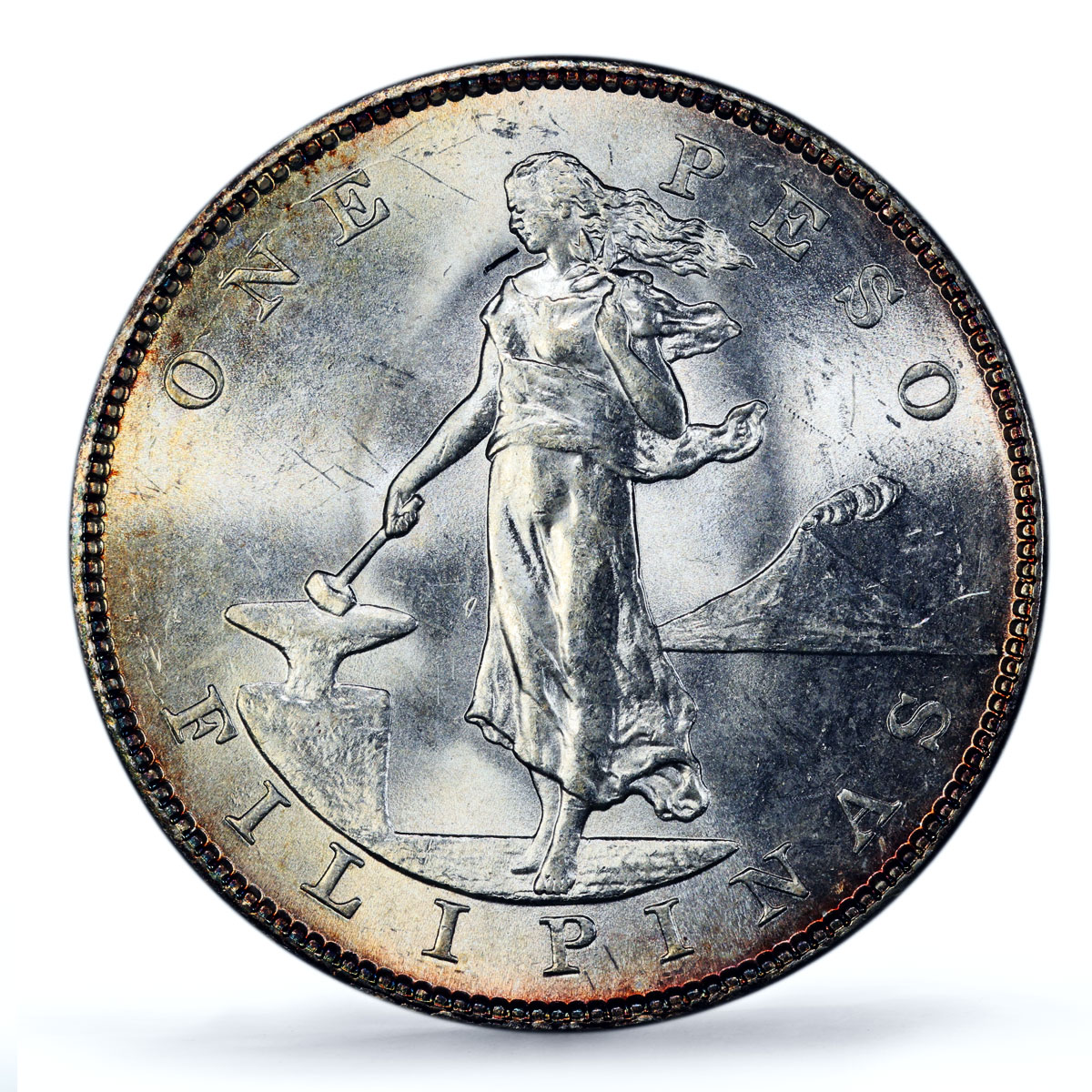 Philippines 1 peso US Decimal Coinage Large Type MS63 PCGS silver coin 1904-S