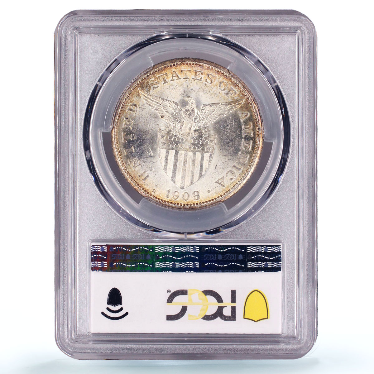 Philippines 1 peso US Decimal Coinage Small Type MS62 PCGS silver coin 1908-S