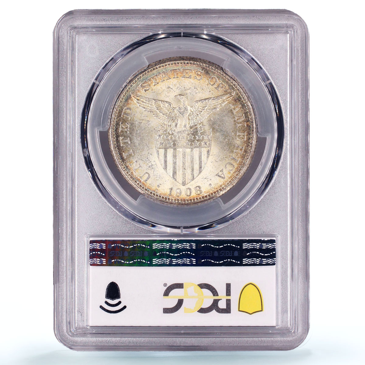 Philippines 1 peso US Decimal Coinage Small Type MS62 PCGS silver coin 1908-S