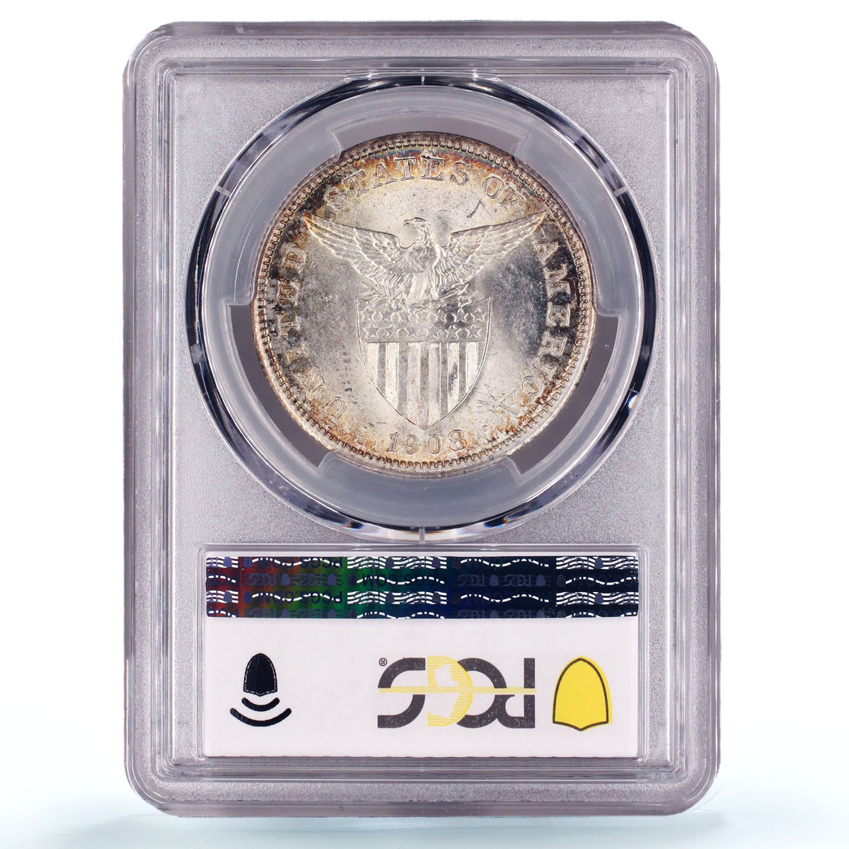 Philippines 1 peso US Decimal Coinage Small Type MS63 PCGS silver coin 1908-S