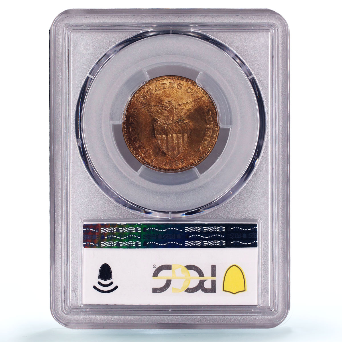 Philippines 1 centavo US Decimal Coinage Seated Man MS64 PCGS bronze coin 1909-S