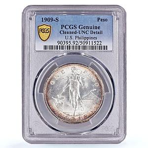 Philippines 1 peso US Decimal Coinage Small Type UNC PCGS silver coin 1909-S