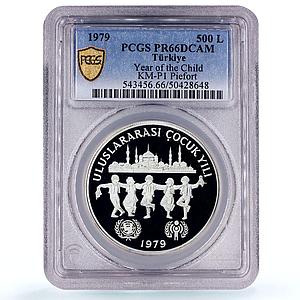 Turkey 500 lira UNICEF Save the Children Child Year Piefort PR66 PCGS coin 1979