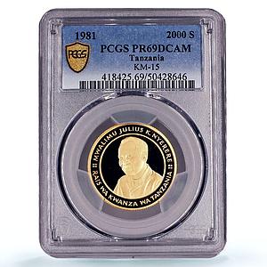 Tanzania 2000 shillings Independence 20th Anniversary PR69 PCGS gold coin 1981