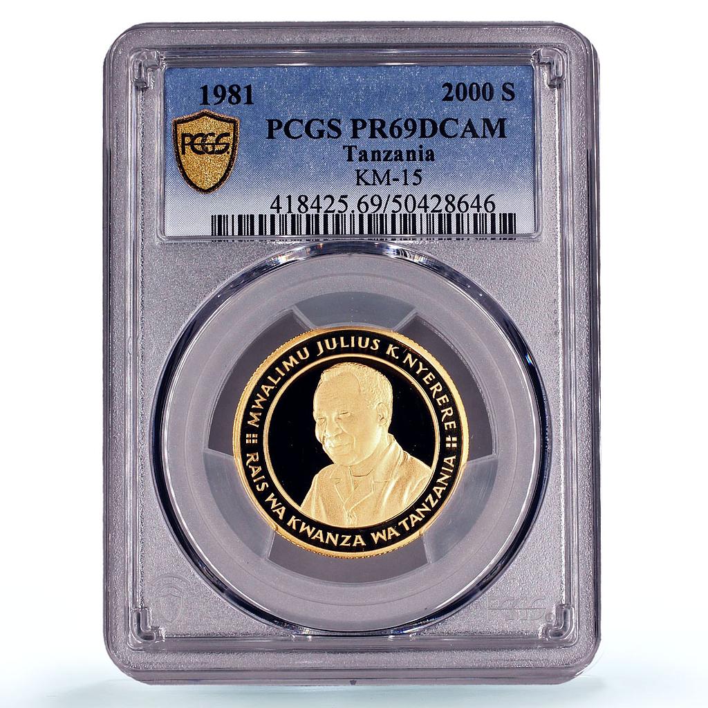 Tanzania 2000 shillings Independence 20th Anniversary PR69 PCGS gold coin 1981