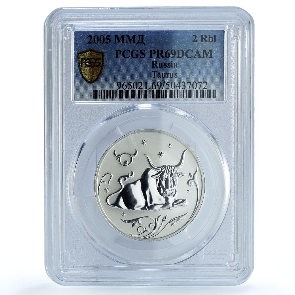 Russia 2 roubles Zodiac Signs Taurus PR69 PCGS silver coin 2005 Russia 2 roubles Zodiac Signs Taurus PR69 PCGS silver coin 2005