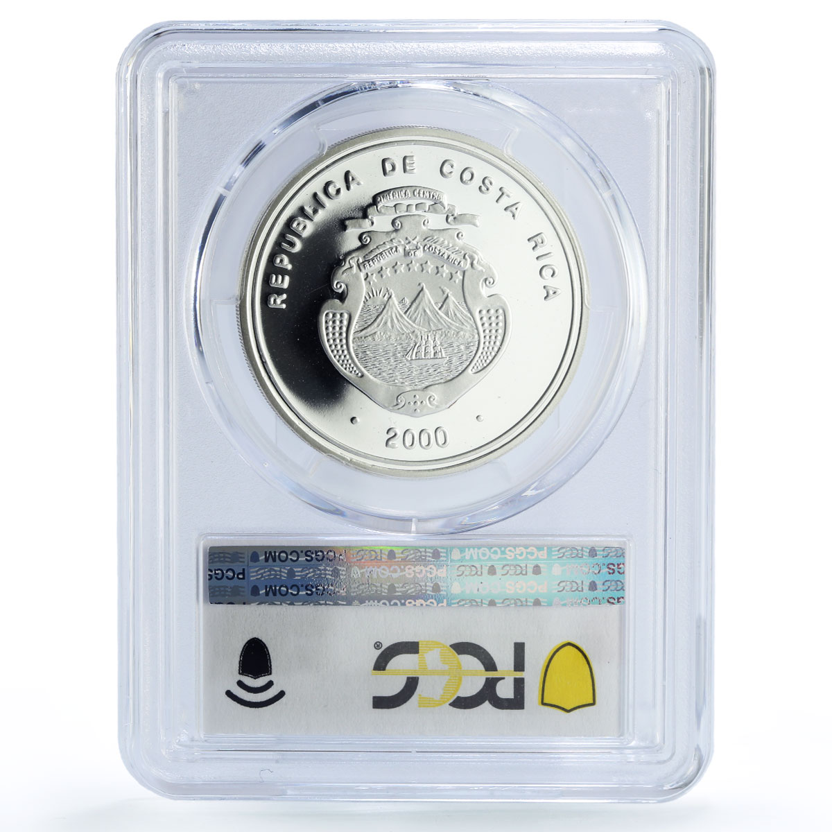 Costa Rica 5000 colones Central Bank Screw Press PR66 PCGS silver coin 2000