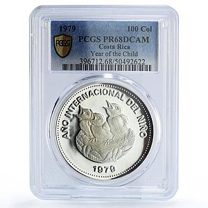 Costa Rica 100 colones UNICEF Save the Children Child Year PR68 PCGS coin 1979